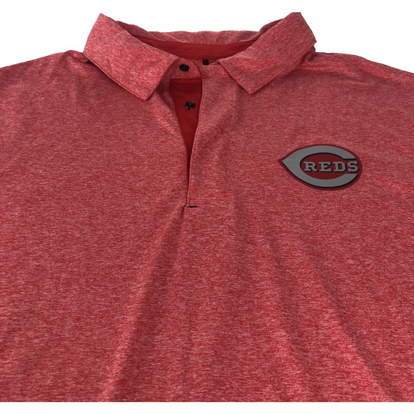 MLB Cincinnati Reds Men's Polo Shirt Large Short Sleeve Snaps Lightweight Red - Picture 2 of 11